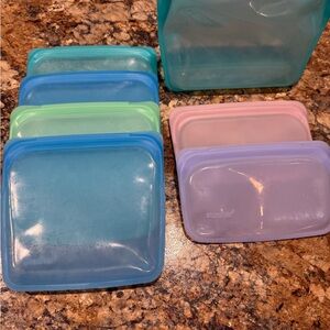Stasher Silicone Food Storage Bags - Blue, Green, Pink